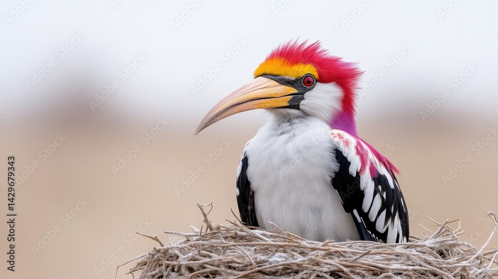 Obraz premium Vibrant bird perched in a nest