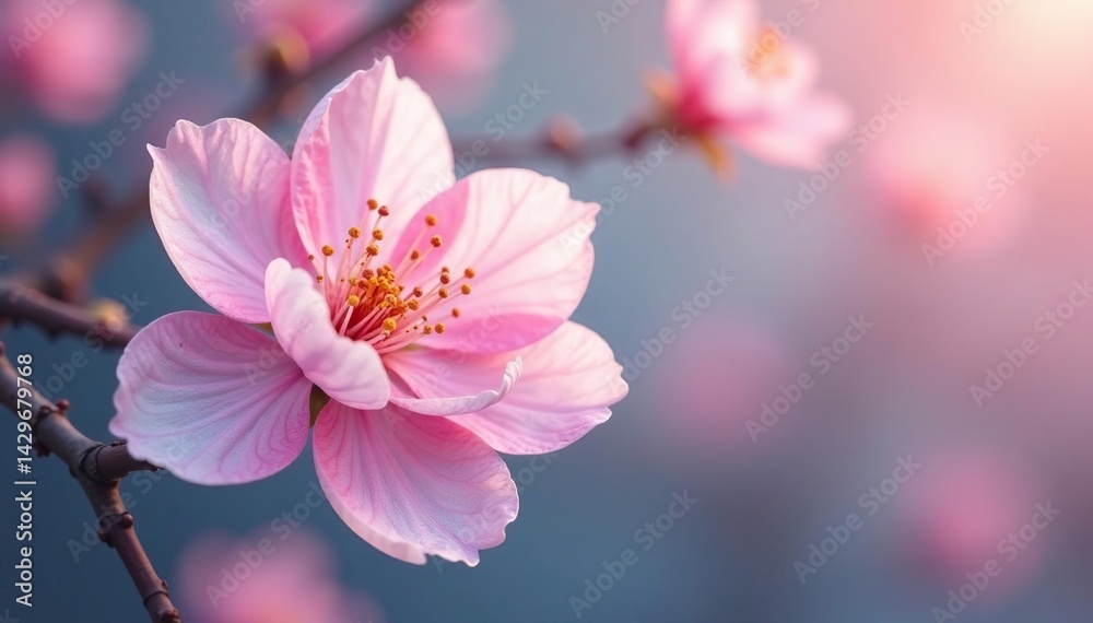 Obraz premium Soft pastel sakura, swirling petals, gentle gradient, subtle pattern, nature texture, petals