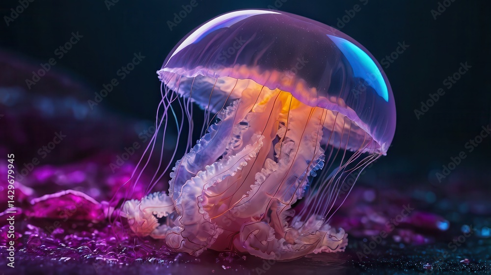 Fototapeta premium Jellyfish neon gradient background