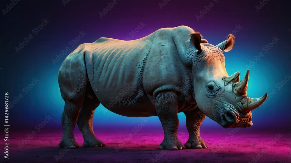 Fototapeta premium Rhino neon gradient background