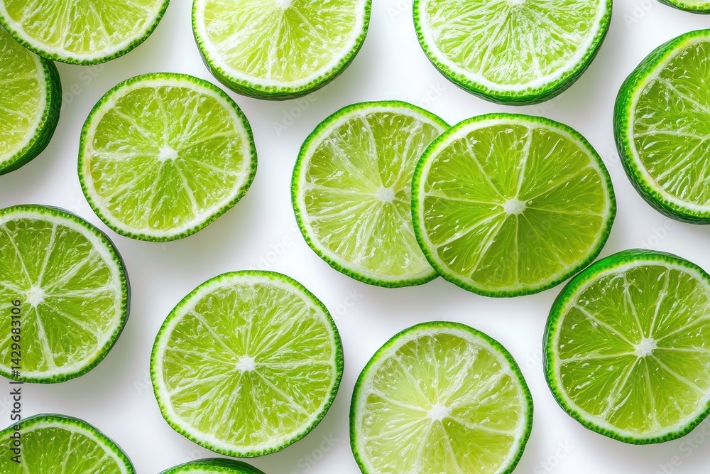 Fresh lime slices, vibrant green Fresh lime slices, vibrant green