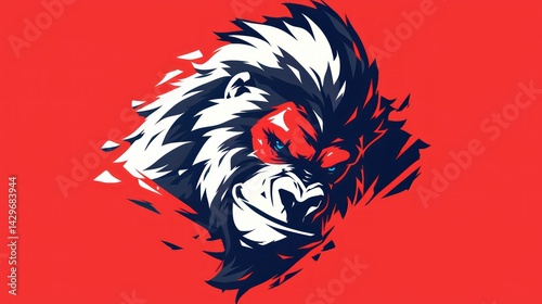 Wallpaper Mural Powerful Gorilla Portrait with Red Background. Torontodigital.ca