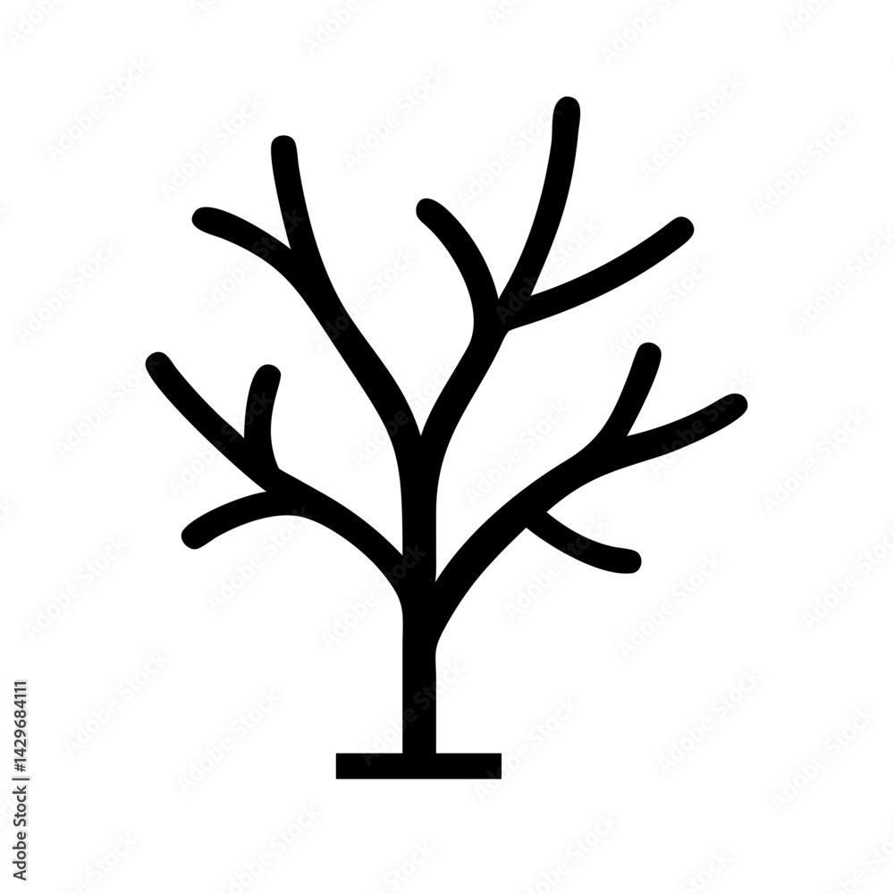 Bare Autumn Tree with Falling Branches Icon Design