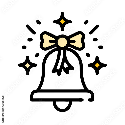 Bell with Sparkles for Festive Celebration Icon Design