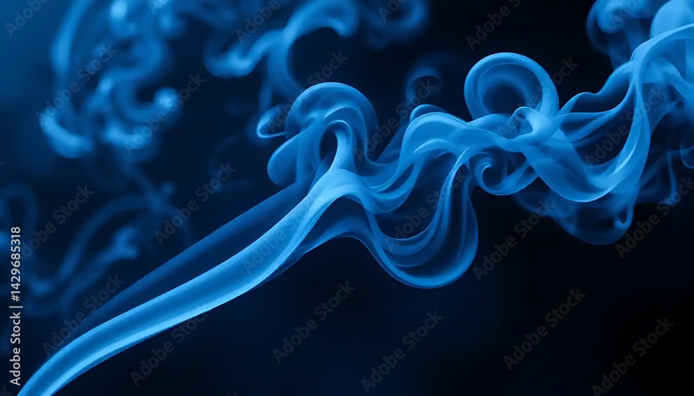 Fototapeta premium Abstract blue fume trails against a dark backdrop for evocative compositions