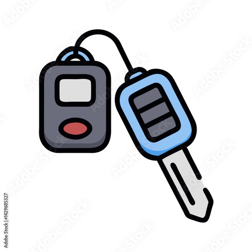Car Key with Fob Icon Design