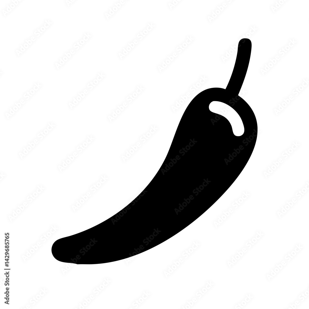 Chili Pepper with Stem Icon Design Chili Pepper with Stem Icon Design