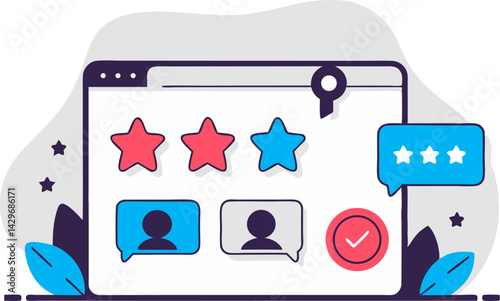Customer feedback and rating interface with stars and comments.