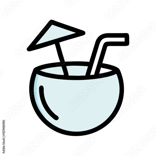Coconut Drink Cup Icon Design
