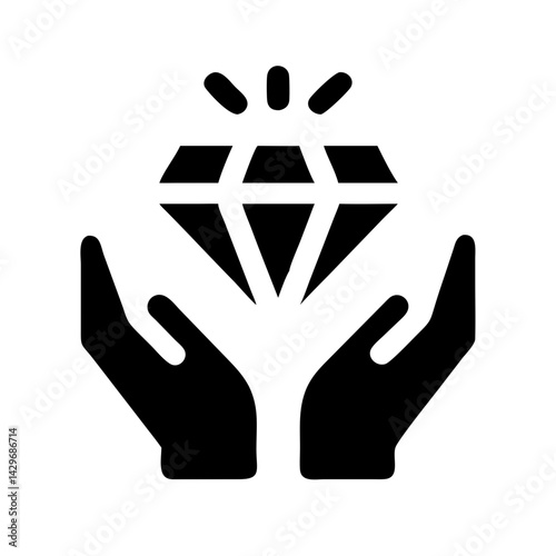 Diamond Held in Open Hands Icon Design
