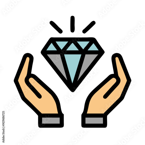 Diamond Held in Open Hands Icon Design