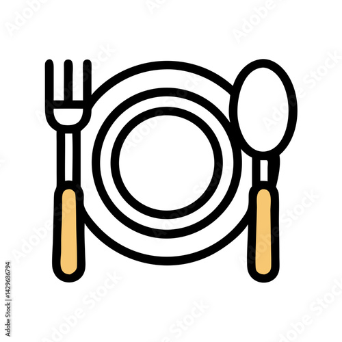 Dining Plate with Utensils Icon Design