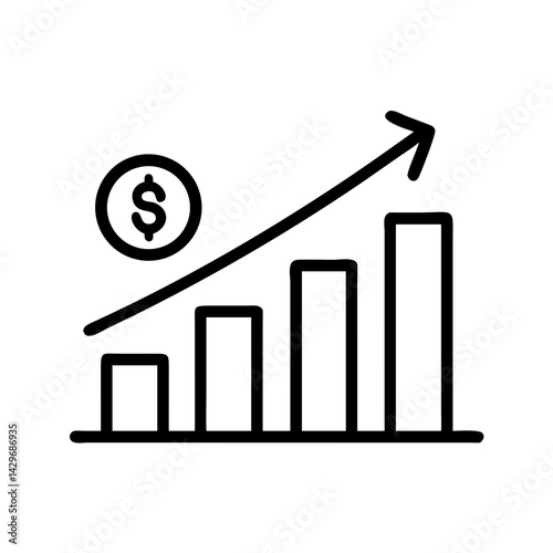 Dollar Growth Chart Bar Symbol Icon Design