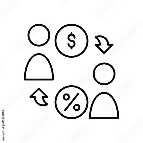 Peer-to-Peer Lending icon vector stock illustration