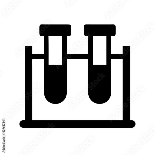 Dual Test Tubes on Rack Icon Design