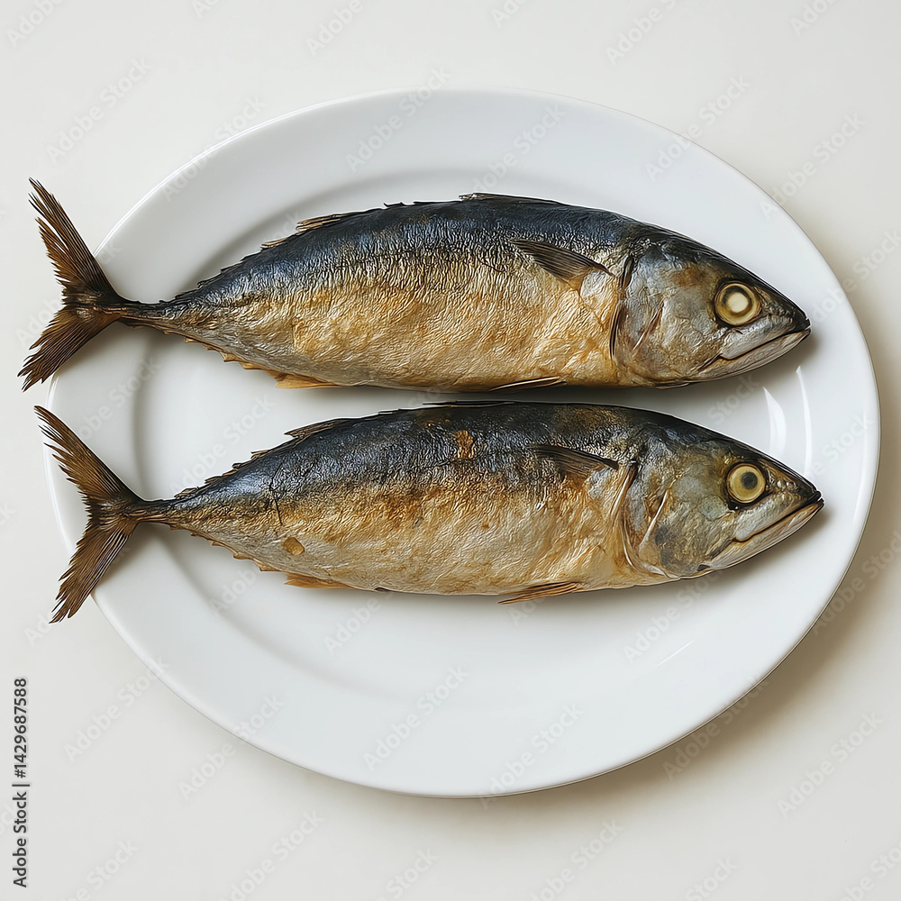 fresh fish on a plate. mackerel on a plate fresh fish on a plate. mackerel on a plate