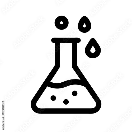 Flask with Droplet Reaction Icon Design