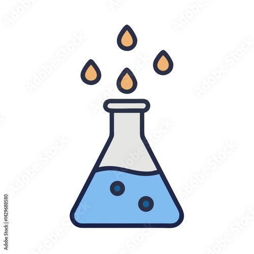 Flask with Droplet Reaction Icon Design
