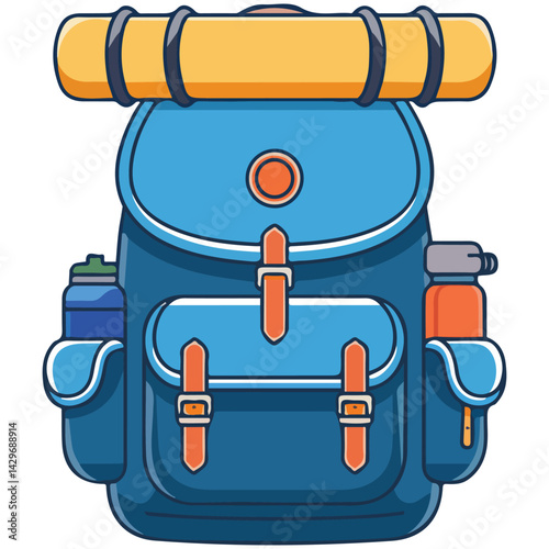 traveler backpack hiking adventure journey isolated vector illustration on white background