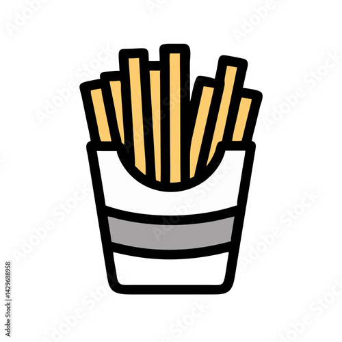 French Fries in Carton Icon Design