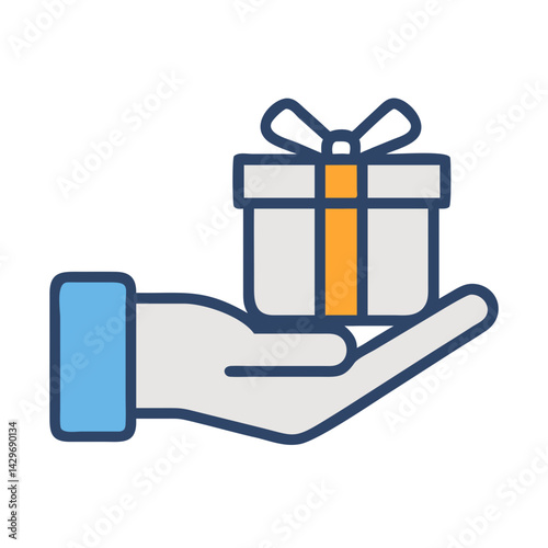 Hand Offering Gift Box Icon Design