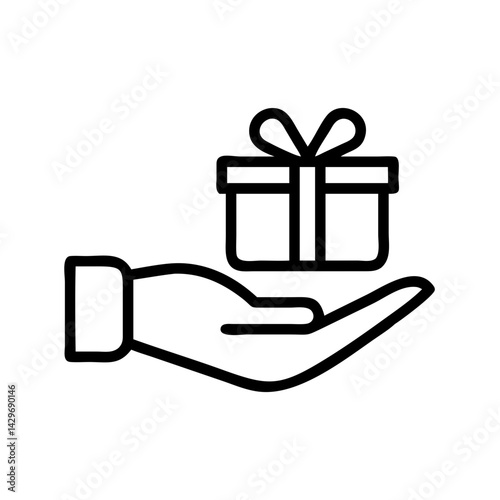 Hand Offering Gift Box Icon Design