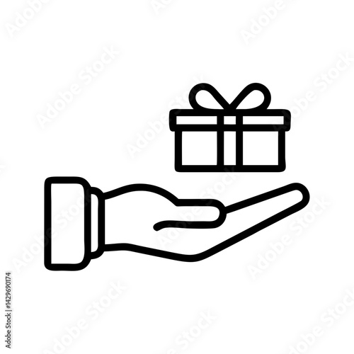 Hand Offering Gift Box Icon Design