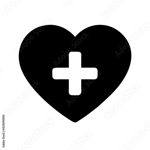 Heart Shape with Medical Plus Icon Design