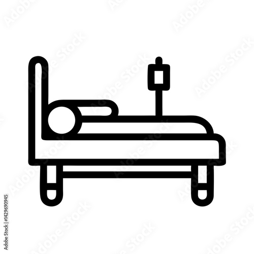 Hospital Bed for Patient Care Icon Design