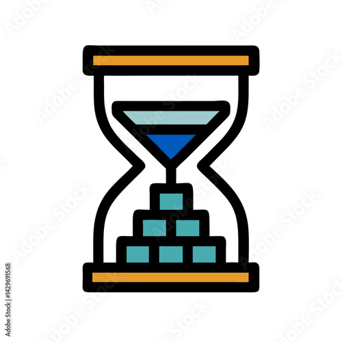 Hourglass with Blocks Inside Icon Design