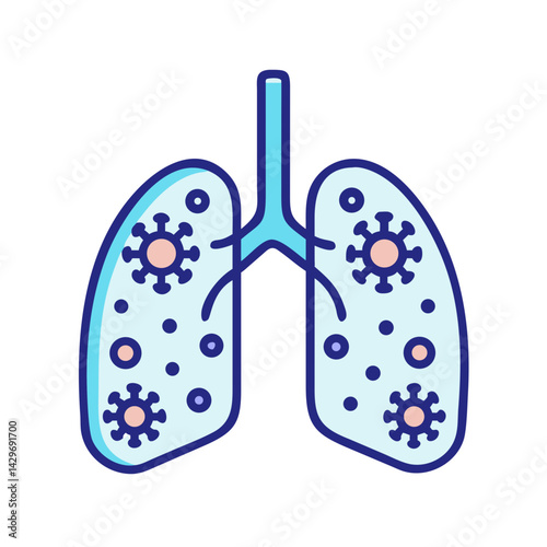 Human Lungs with Virus Spots Icon Design