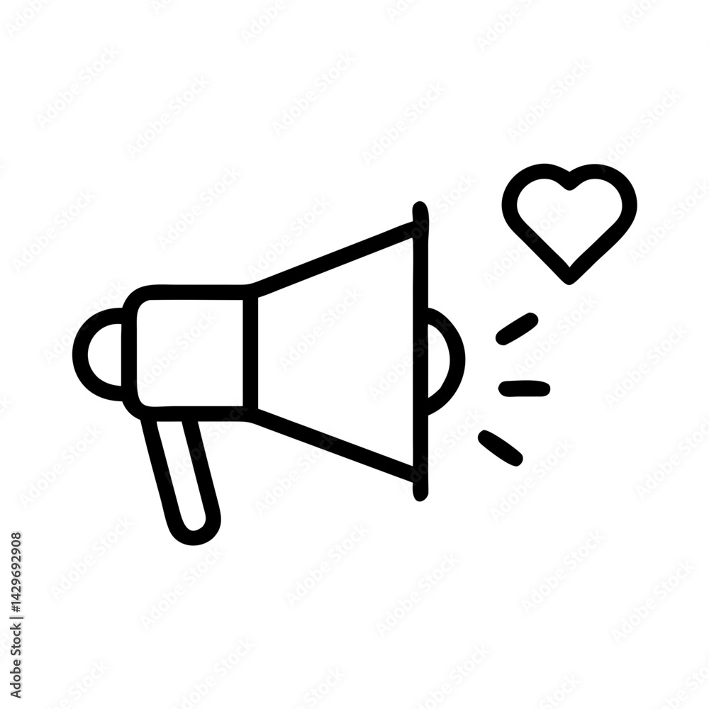 Loudspeaker with Heart Symbol Icon Design Loudspeaker with Heart Symbol Icon Design