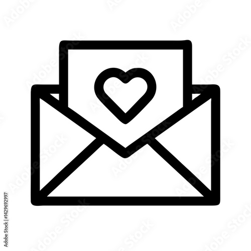 Love Letter with Heart Seal Icon Design