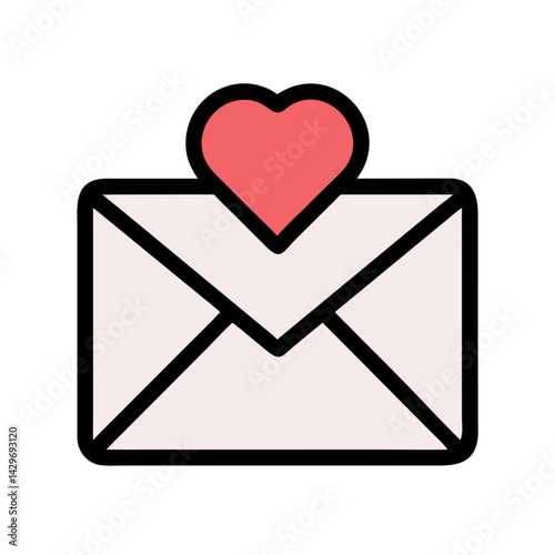 Love Letter with Heart Seal Icon Design