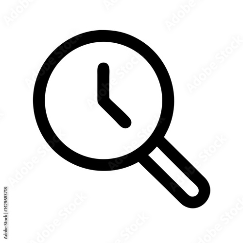 Magnifying Glass with Clock Icon Design