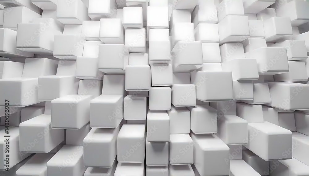 Dynamic interplay of pristine white cubes creating an abstract architectural Dynamic interplay of pristine white cubes creating an abstract architectural
