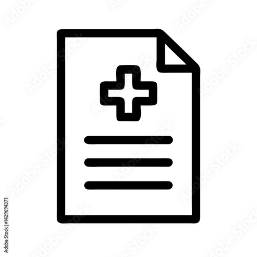 Medical Document with Cross Symbol and Patient Info Icon Design