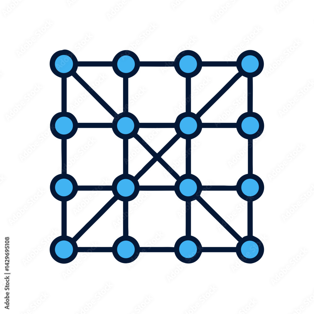 Molecular Network Structure with Connected Nodes Icon Design Molecular Network Structure with Connected Nodes Icon Design
