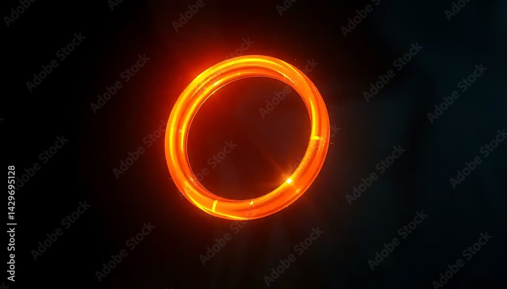 Glowing orange ring against a dark backdrop, minimalist futuristic concept Glowing orange ring against a dark backdrop, minimalist futuristic concept