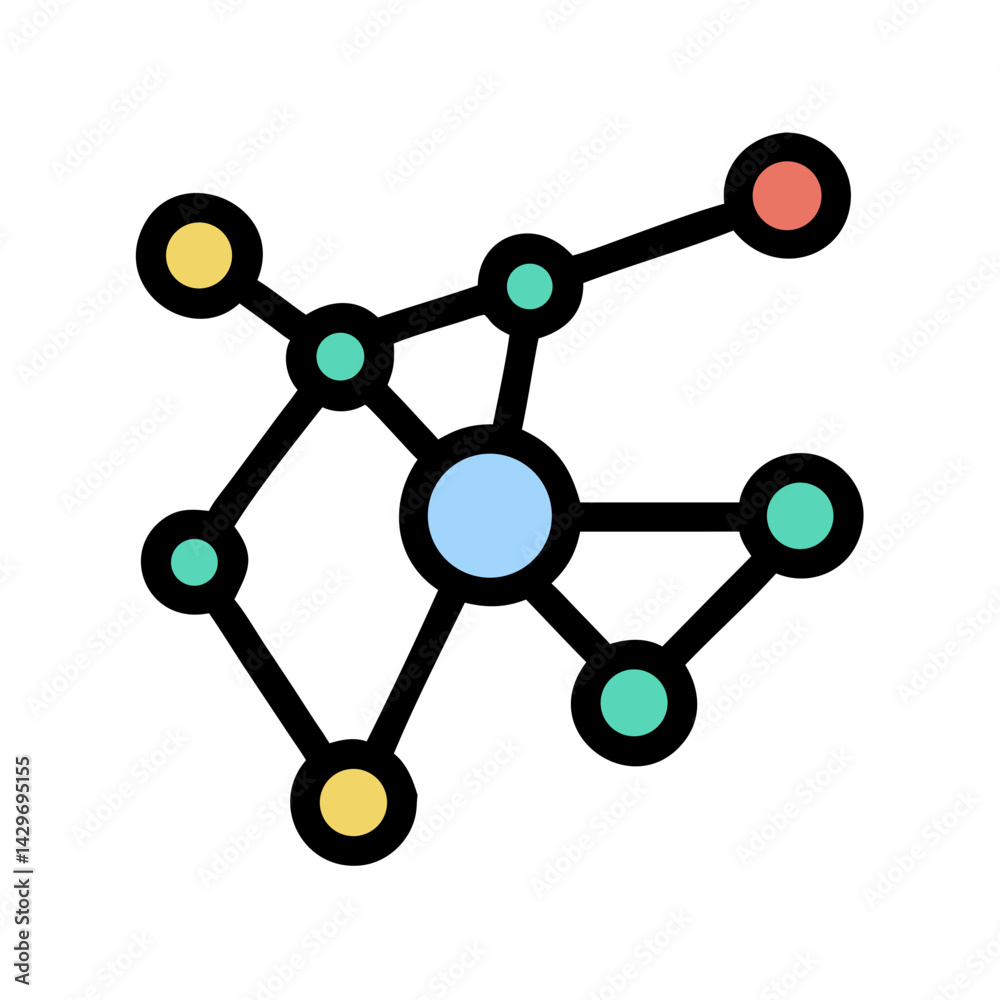 Molecular Network Structure with Connected Nodes Icon Design Molecular Network Structure with Connected Nodes Icon Design