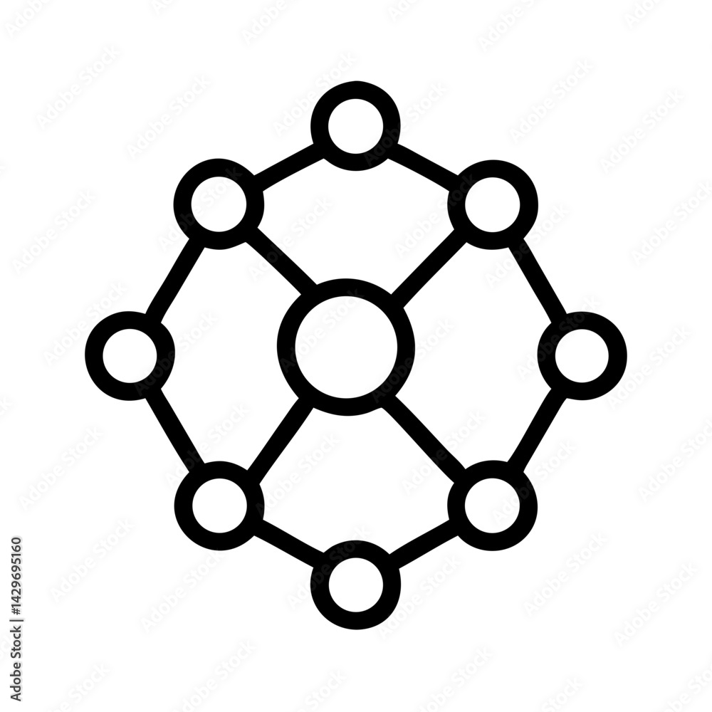 Molecular Network Structure with Connected Nodes Icon Design Molecular Network Structure with Connected Nodes Icon Design
