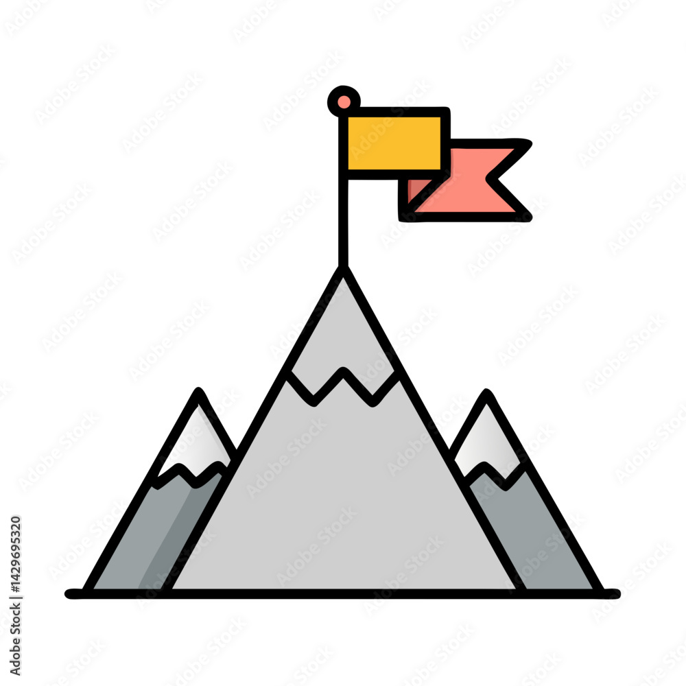 Mountain Peak Representing Achievement and Success Icon Design Mountain Peak Representing Achievement and Success Icon Design