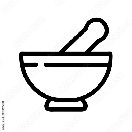Mortar and Pestle for Traditional Pharmacy Use Icon Design