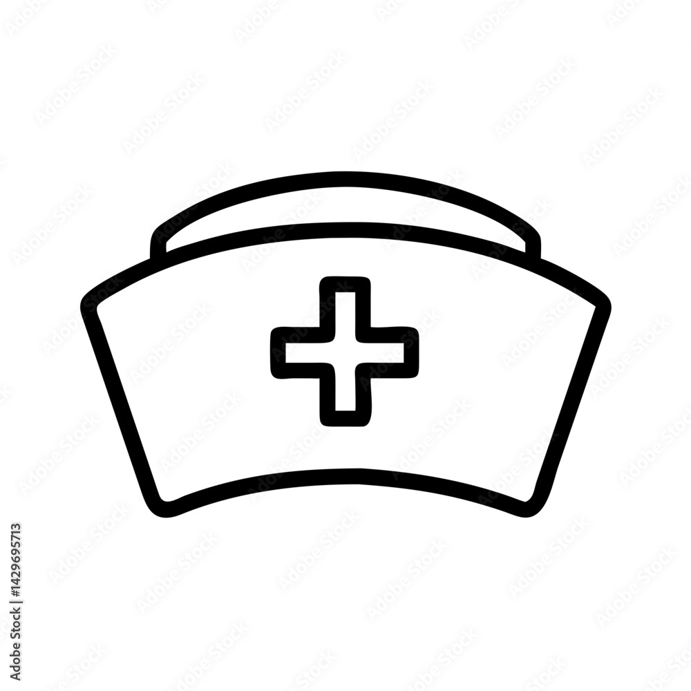 Obraz premium Nurse Cap with Health Cross Symbol Icon Design