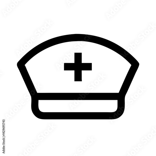 Nurse Cap with Health Cross Symbol Icon Design