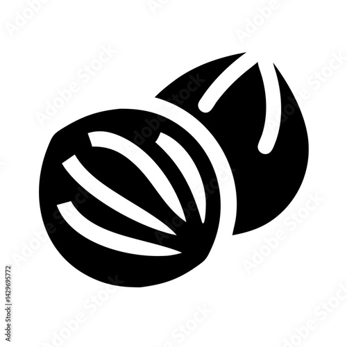 Nutmeg Whole Seeds with Textured Surface Icon Design