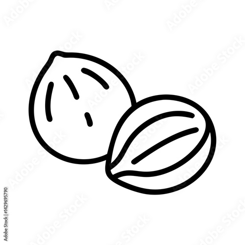 Nutmeg Whole Seeds with Textured Surface Icon Design