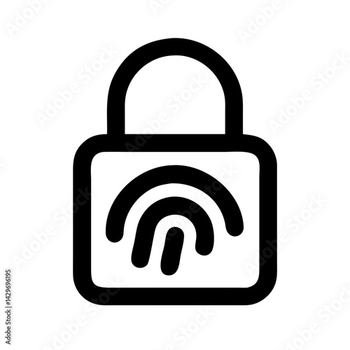 Padlock with Fingerprint for Biometric Security Icon Design
