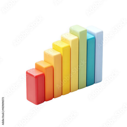 Free Download Colorful graph 3d render isolated without background using for investment trend purpose. - GFXLoad