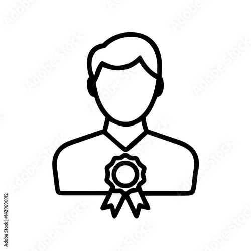 Person Wearing Medal and Recognition Badge Icon Design